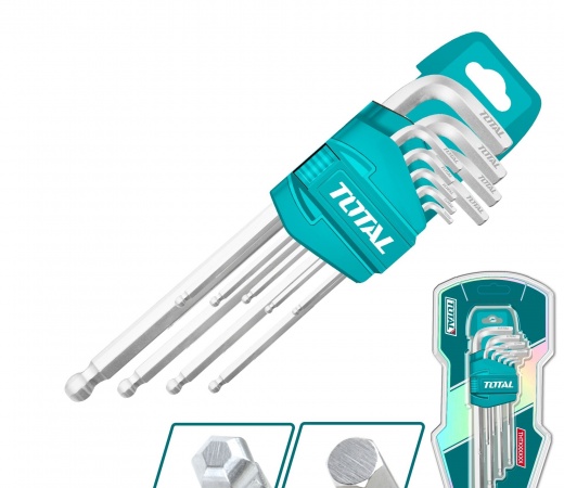 SET DE LLAVES ALLEN HEXAGONAL CON BOLA 9 PIEZAS THT106292 TOTAL SET DE LLAVES ALLEN HEXAGONAL CON BOLA 9 PIEZAS THT106292 TOTAL