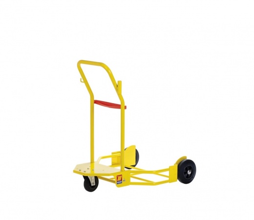 CARRO CON 3 RUEDAS, 2 FIJAS Ø 200 mm, 1 RUEDA GIRATORIA Ø 125mm CON FRENO DE BLOQUEO, PARA BIDONES DE 180-220 kg, PREPARADO PARA LA APLICACIÓN DEL ENROLLADOR DE MANGUERA